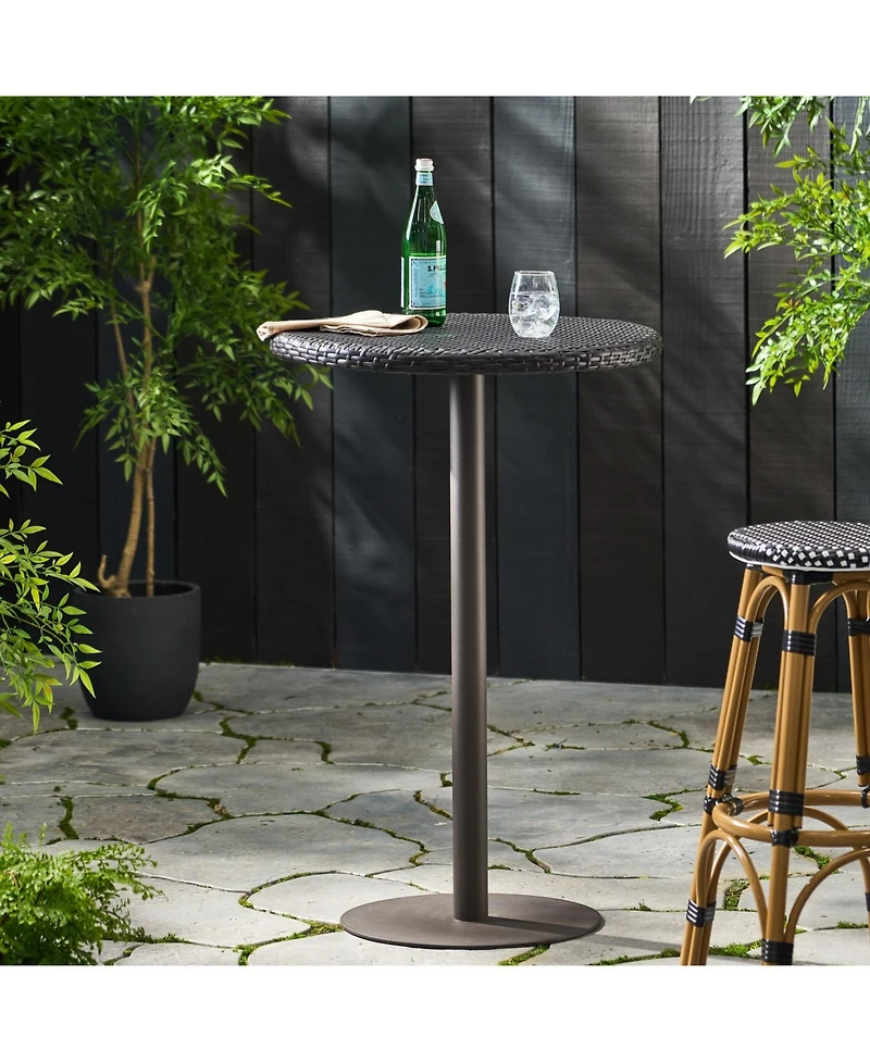 Streamdale Outdoor 26" Round Pe Rattan Bar Table, Multibrown