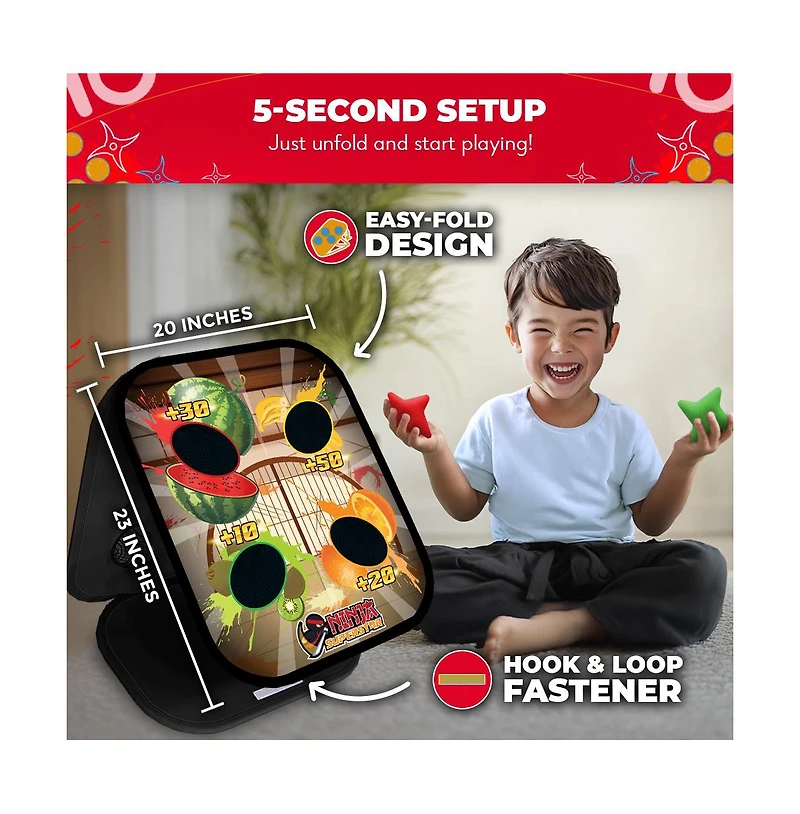Ninja Superstar | 2-in-1 Corn Hole Games for Kids | 5-Second Setup | Ninja Kids Toys | Bean Bag Toss Game for Kids