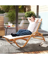 Outsunny Larch Wood Lounge Chair, 4-Level Adjustable ning