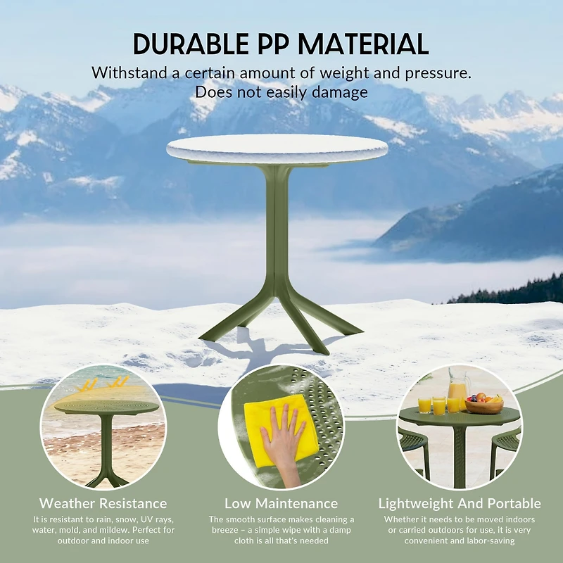 Modern 5-Piece Resin Round Patio Dining Table Set with Stackable Chairs