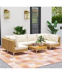 Outsunny 7 Piece Wicker Patio Furniture Set Outdoor Sectional, /