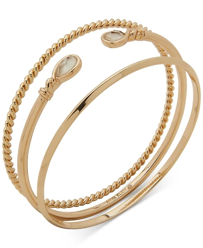 Anne Klein Gold-Tone 3-Pc. Set Bangle & Mother-of-Pearl Cuff Bracelets