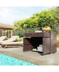 Outsunny Outdoor Towel Rack for Pool w/ Drawer & Cabinet