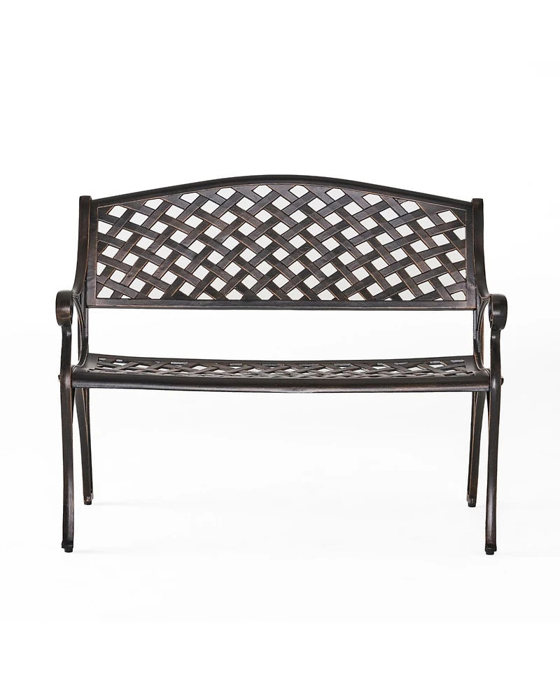 Streamdale Antique Copper Finish Cast Aluminum 2-Person Outdoor Bench