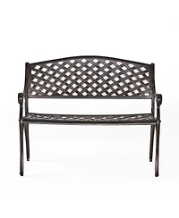 Streamdale Antique Copper Finish Cast Aluminum 2-Person Outdoor Bench
