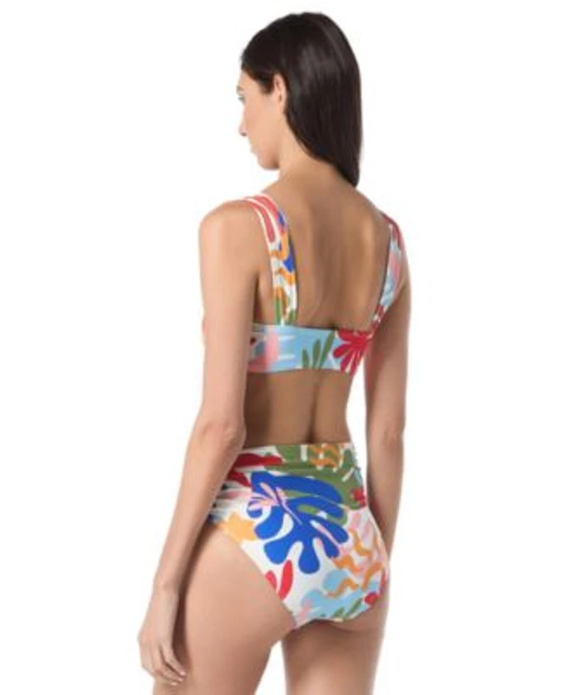 Vince Camuto Womens Printed Square Neck Bikini Top Convertible Bottoms