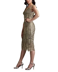 Tadashi Shoji Women's Evonne Sequin Embroidered Dress Smoke Pearl