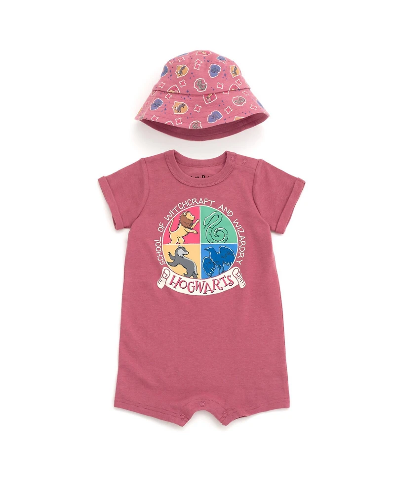 Harry Potter Baby Boys Romper and Bucket Sun Hat Outfit Set