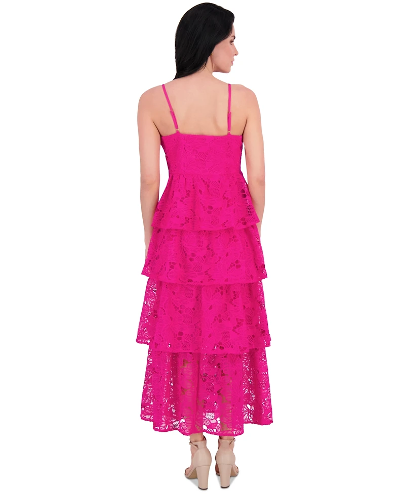 Siena Women's Embroidered-Lace Ruffle-Tiered Dress