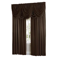 Kate Aurora 9 Piece Rod Pocket Semi Sheer Brown Window Curtains & Tasseled Valance Set