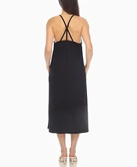 White Mark Women's Braided Strap Midi Dress