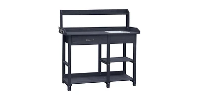 Wood Outdoor Garden Potting Bench Storage Shelf with Removeable Sink