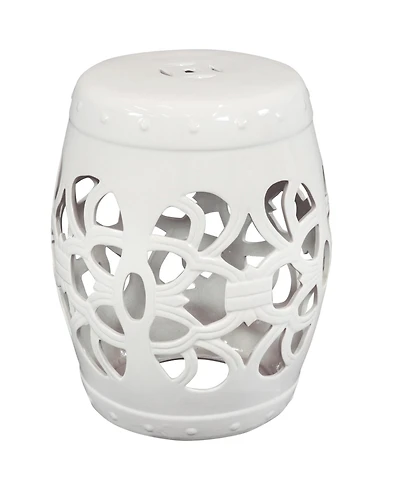Knotted Quatrefoil Decorative Ceramic Garden Stool - 18" - White