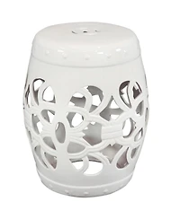 Knotted Quatrefoil Decorative Ceramic Garden Stool - 18" - White