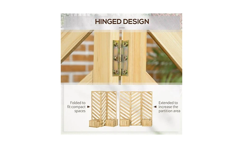 Rectangular Wooden Planter Box for Flowers and Herbs