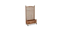 Outdoor Solid Wood Raised Garden Bed Mobile Planter Box with Trellis on Wheels