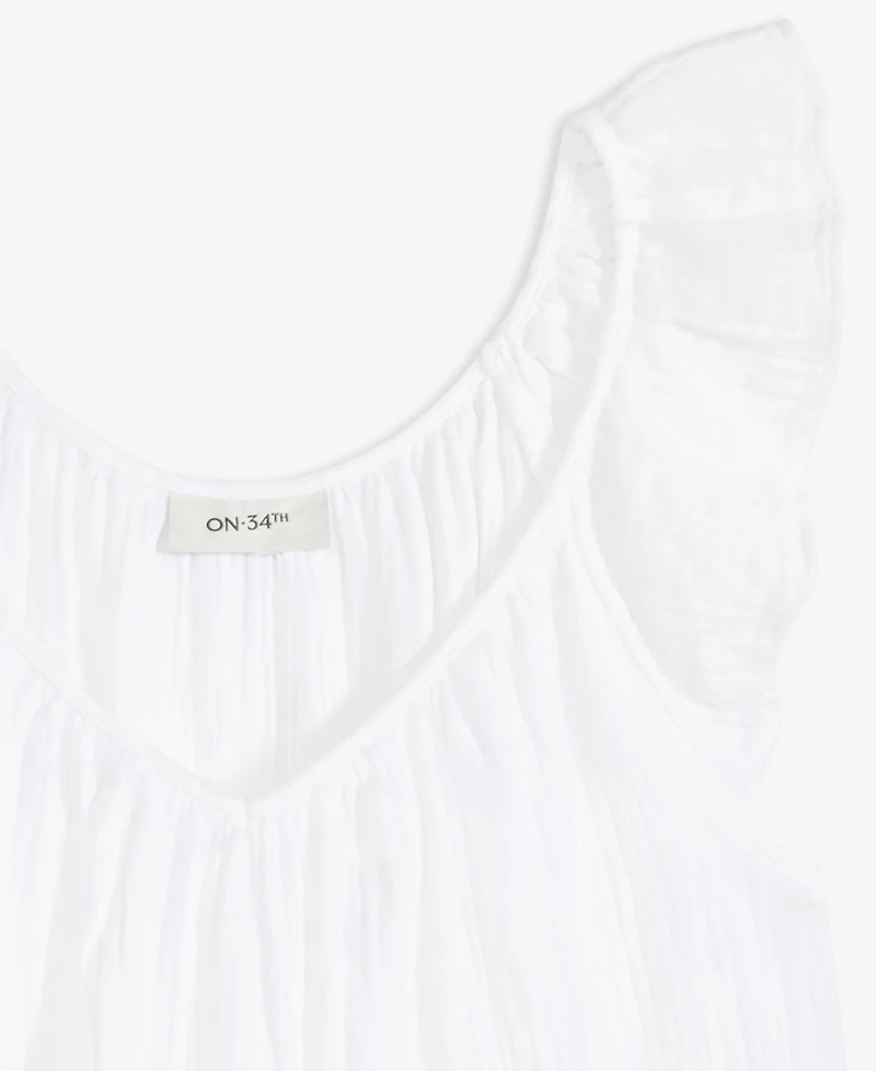 On 34th Women's Cotton Gauze Flutter-Sleeve Top, Exclusively at Macy's