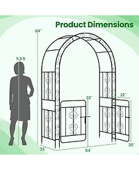Garden Arbor with Gate with Multiple Side Crossbars and 4 Sharp Ground Stakes