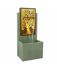 41.25" H Mighty Oak Galvanized Steel Outdoor Water Fountain with Warm White Led Lights