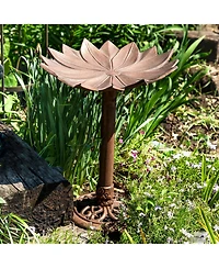 Garden Lotus Cast Aluminum Metal Bird Bath - Copper Patina - 16.5"