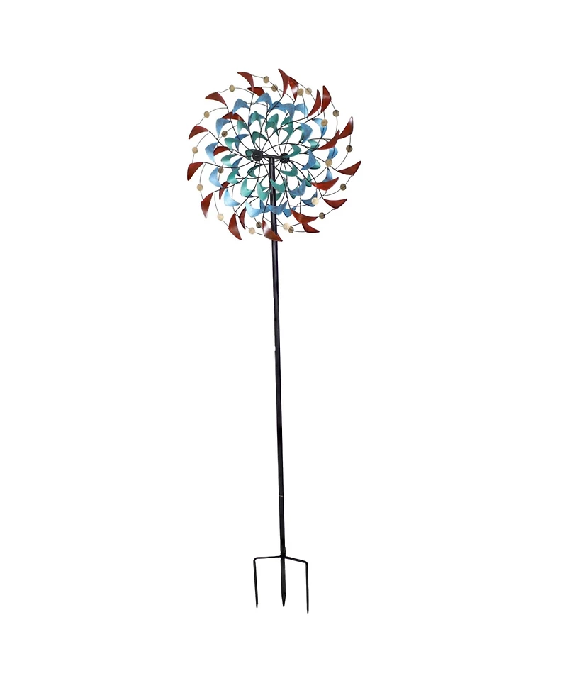 Rainbow Breezes Powder-Coated Iron Wind Spinner - 84" H - Red, Blue, Yellow, and Turquoise