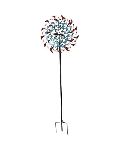 Rainbow Breezes Powder-Coated Iron Wind Spinner - 84" H - Red, Blue, Yellow, and Turquoise