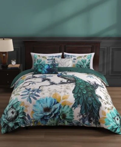 Bebejan Peacock Jardin Bedding 100 Cotton Sateen 5 Piece Reversible Comforter Set