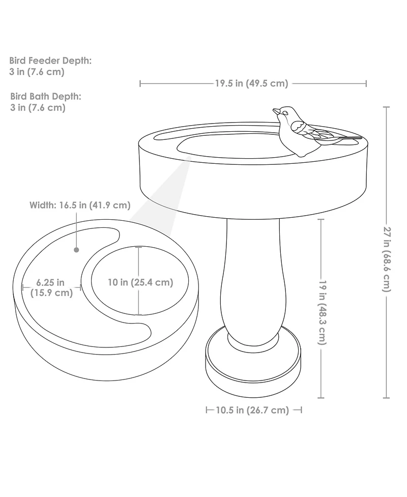27" H Bird Bath with Birdseed Feeder Compartment