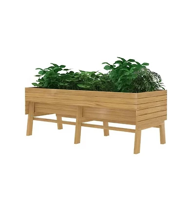 Outdoor Modern Cedar Wood Raised Garden Bed Planter 70-inch x 31-inch