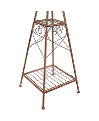 Rustic Windmill Metal Outdoor Garden Statue with Tiers - 51" H - Brown/Copper