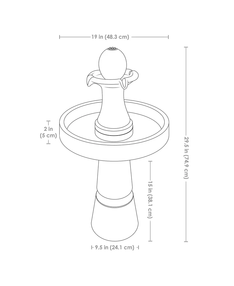 29.5" H Contemporary 2-Tone Outdoor Water Fountain with Light