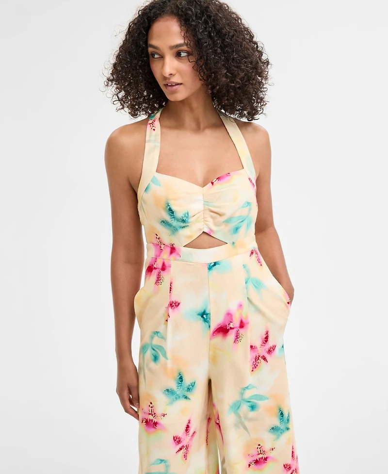 Bar Iii Women's Printed Halter Jumpsuit, Exclusively at Macy's