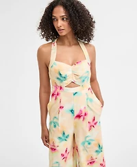 Bar Iii Women's Printed Halter Jumpsuit, Exclusively at Macy's