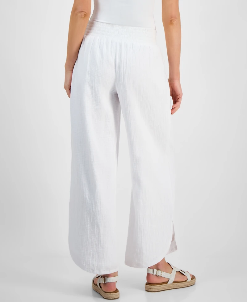Jm Collection Women's Cotton Gauze Tulip-Hem Pants, Exclusively at Macy's