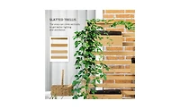 Elevated Wooden Planter Shelf with Detachable Trellis Stand
