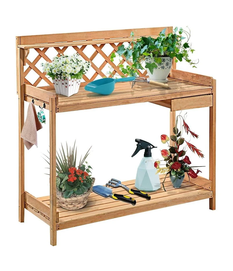 Garden Work Table Potting Bench with Storage for Outdoor Gardening