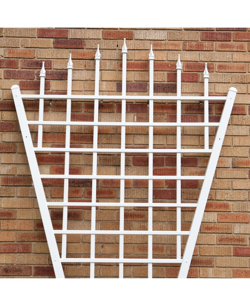 Fan-Shaped Garden Trellis with Pointed Finials for Climbing Plants and Outdoor Decor