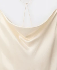 Mango Women's Draped Neckline Silk Dress