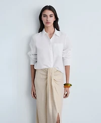 Mango Women's Linen-Blend Draped Midi Skirt