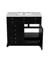 Streamdale Freestanding Bathroom Vanity Set 36" Vanity with Ceramic Sink, Soft-Close Doors and Drawers, Black