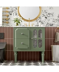 Streamdale Retro 30" Bathroom Vanity with Sink, 2 Drawers, Green