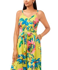 Msk Printed Tie-Front Jumpsuit
