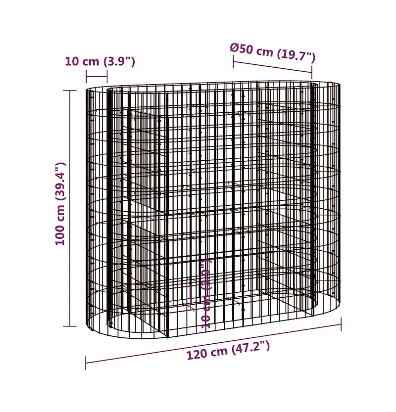 Gabion Raised Bed Galvanized Iron 47.2"x19.7"x39.4"