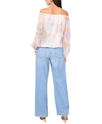 Vince Camuto Women's Floral Off-The-Shoulder Long-Sleeve Tie-Front Blouse
