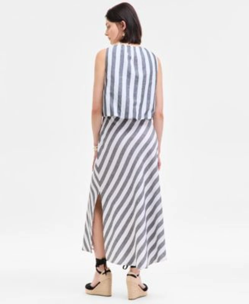 On 34th Womens Cropped Bubble Hem Tank Striped Maxi Skirt Melindaa Espadrille Wedge Sandals Exclusively At Macys