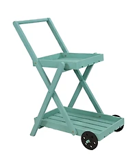 2-Tier Fir Wheeled Planter Stand - 34” H - Robin Egg Blue