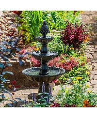 Electric Fiberglass 3-Tier Welcome Pineapple Top Outdoor Water Fountain - 57"