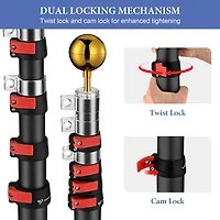 Yescom Ez Go 25ft Telescopic Flag Pole Kit Wheel Tire Mount Stand Upgrade Rotating Lock Outdoor Camper Rv Tailgate Black