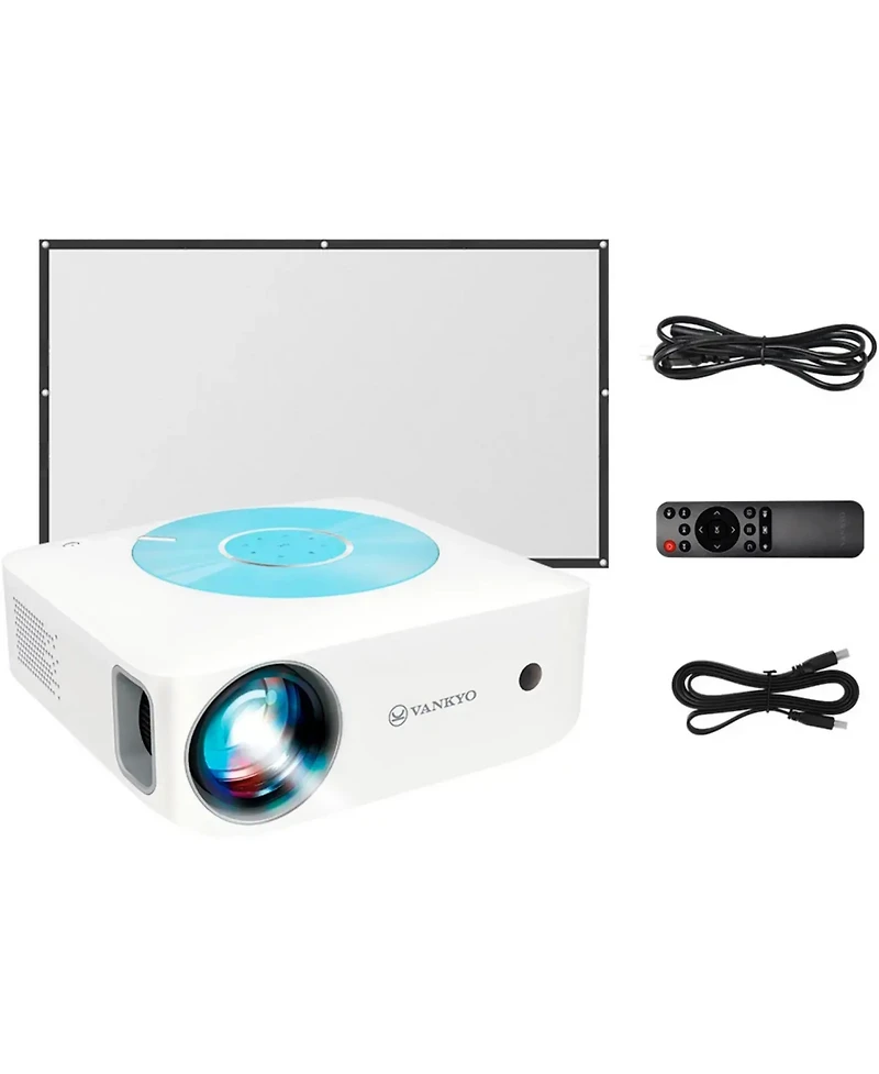 Vankyo - Leisure E30TBS Native 1080P Wireless Single Lcd Projector, Screen Included - White/Blue