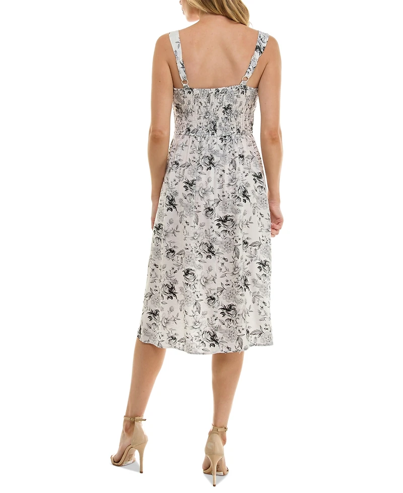 As U Wish Juniors' Wide-Strap Smocked-Back Fit & Flare Dress